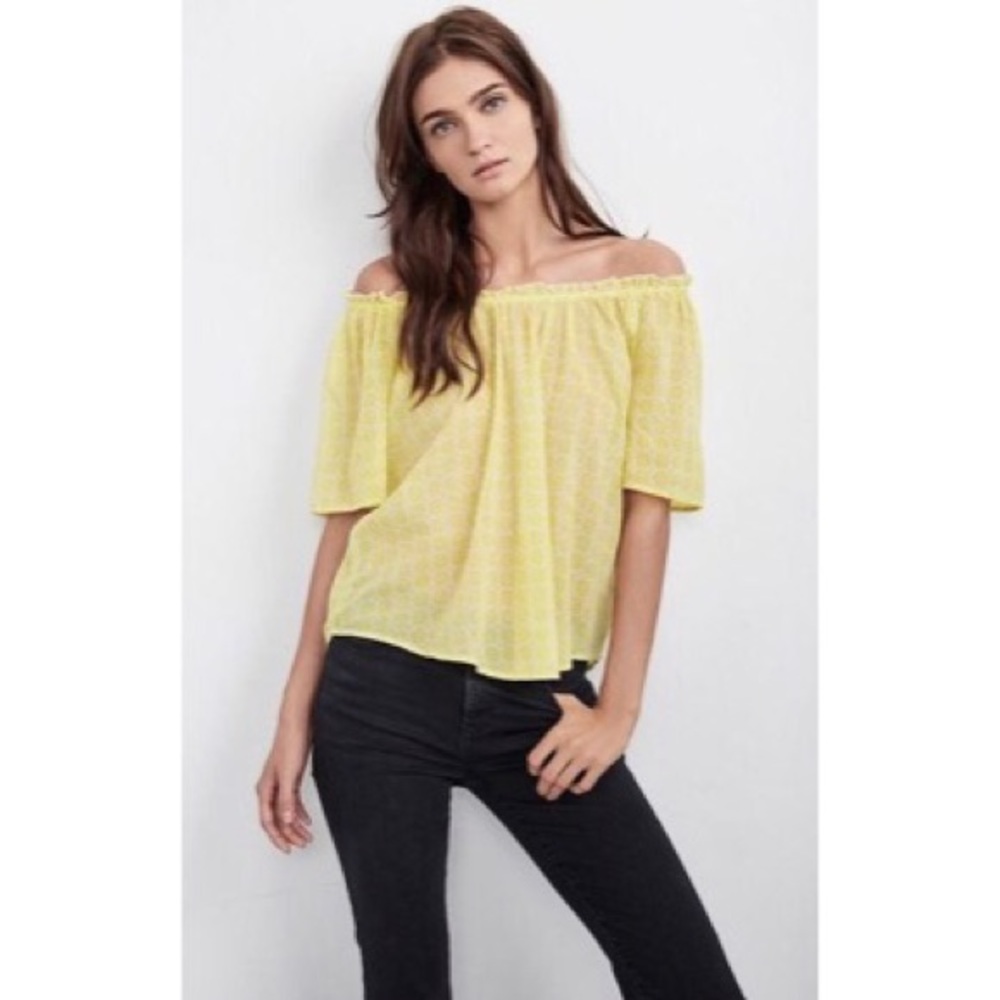🌻🆕 Velvet ✦Bertie Off Shoulder Print Top✦Yellow - Picture 3 of 8